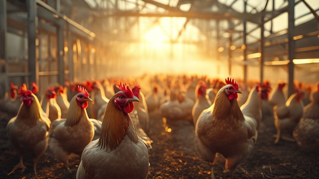 1,000 chicken farm with modern coop and healthy poultry, showcasing profitability potential