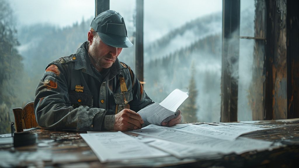 Contractor reviewing insurance costs in Pacific Northwest with mountain backdrop