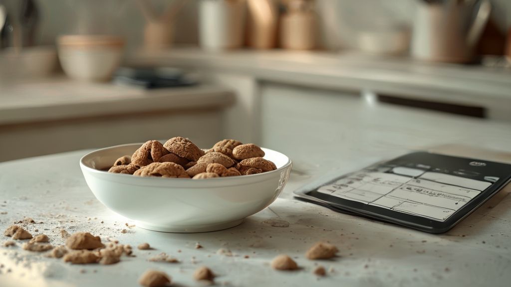 Cookie cost calculator concept on a baker's workspace with ingredients and smartphone.