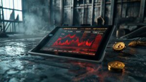 Cost of Lost Production Calculator dashboard visualizing downtime costs on a tablet in a factory.