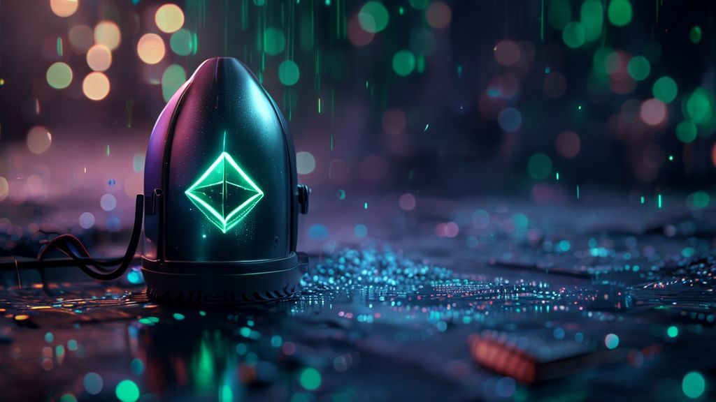 Helium hotspot miner with holographic data streams representing cost calculator and mining profitability.