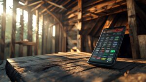 Lean-to cost calculator app on smartphone estimating project budget.