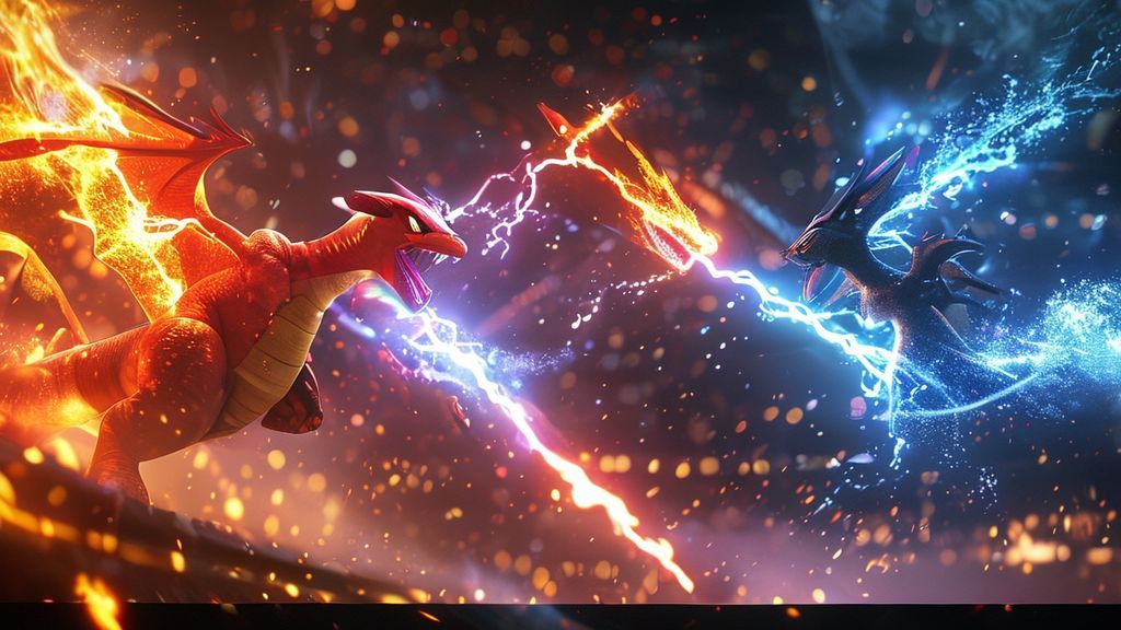 Pokemon type effectiveness battle analysis Pokemon type calculator overlay showing fire-water matchup chart