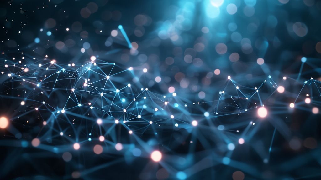 Abstract glowing network representing 'pors' concept in futuristic setting