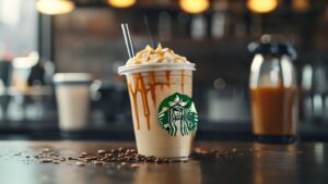 Custom Starbucks drink build with calorie calculator concept