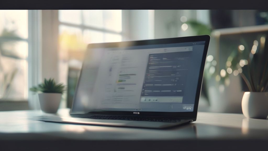 Wuilt free plan guide: minimalist workspace with laptop showing website dashboard