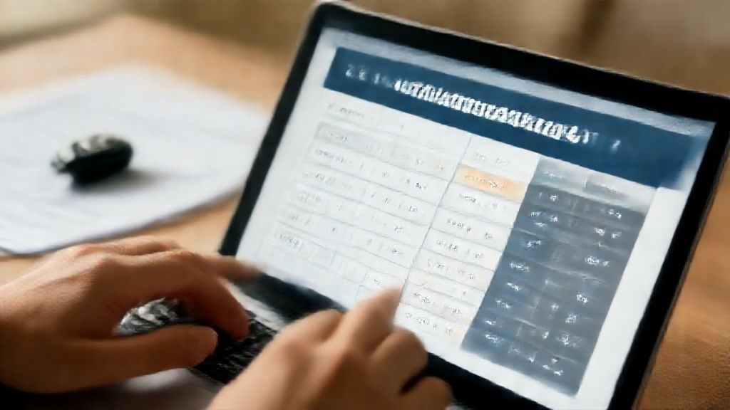 Person using online auto loan calculator for car financing estimates