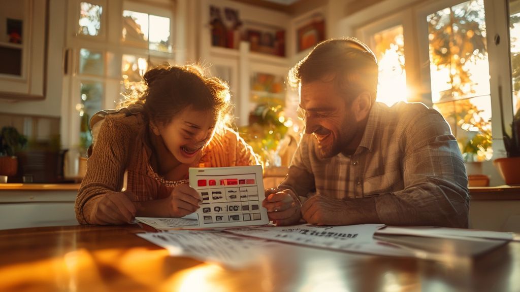 Family using biweekly mortgage calculator showing interest savings graph