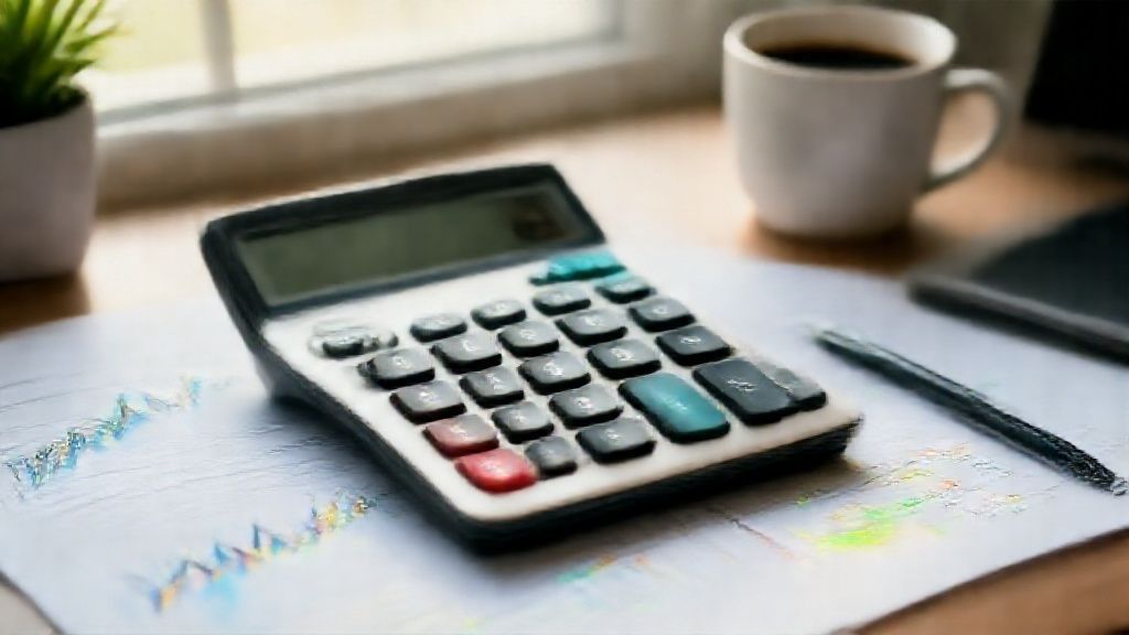 Business professional calculating gross profit rate with financial tools