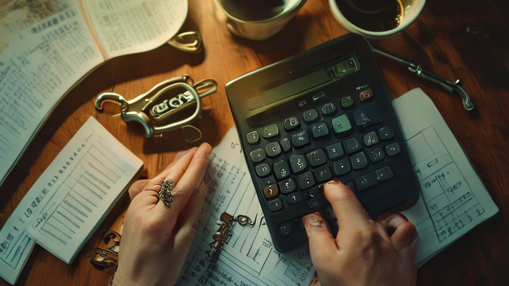 Using mortgage recast calculator with documents and coffee