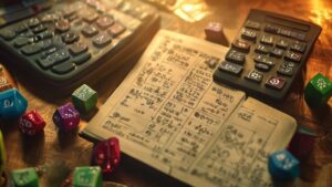 Pathfinder ability score calculator with rulebooks and dice