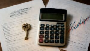 Mortgage payoff versus investment calculator comparison with financial documents