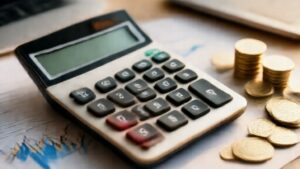 Modern calculator with financial charts for profit percentage calculations