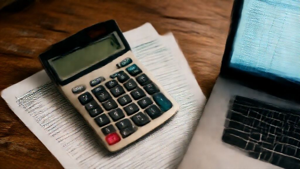 S Corp tax calculator with financial documents on desk